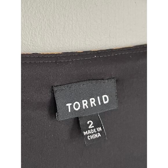 Torrid Leopard Print Asymmetrical Hem Midi Dress 2X Plus Size Mob Wife Goth - Picture 6 of 16